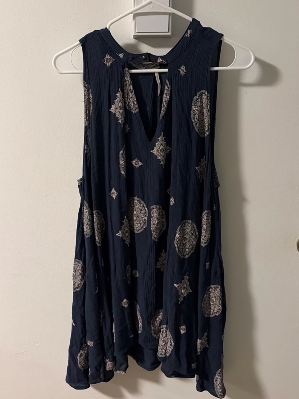 Free People Navy Sleeveless Medallion Tunic Dress